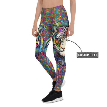 Personalisierte Damen Sportleggings Tiger Design Bunt Fitness Leggings Mosaik Muster Yogahose F179 - XL