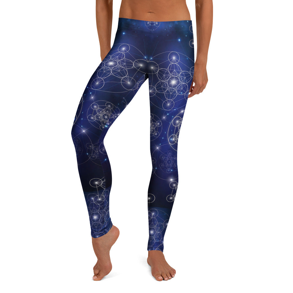 Personalisierte Damen Sportleggings Heilige Geometrie Blau Galaxie Design Fitness Yoga Leggings Q551