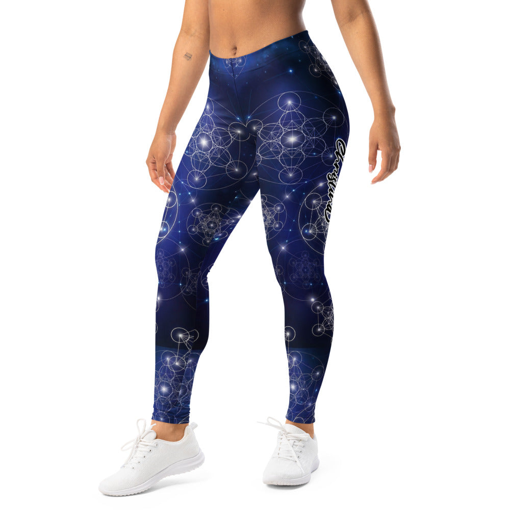 Personalisierte Damen Sportleggings Heilige Geometrie Blau Galaxie Design Fitness Yoga Leggings Q551