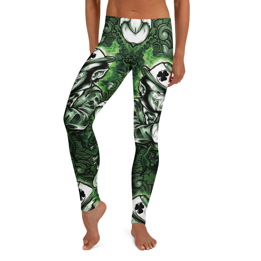 Personalisierte Sportleggings Damen St. Patrick's Day Leprechaun Design Grün Weiß Fitness Leggings Q361
