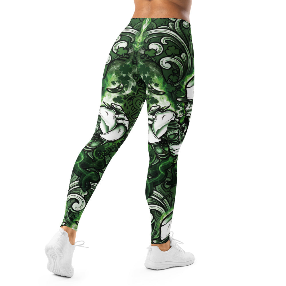 Personalisierte Sportleggings Damen St. Patrick's Day Leprechaun Design Grün Weiß Fitness Leggings Q361
