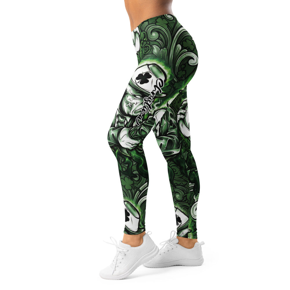 Personalisierte Sportleggings Damen St. Patrick's Day Leprechaun Design Grün Weiß Fitness Leggings Q361