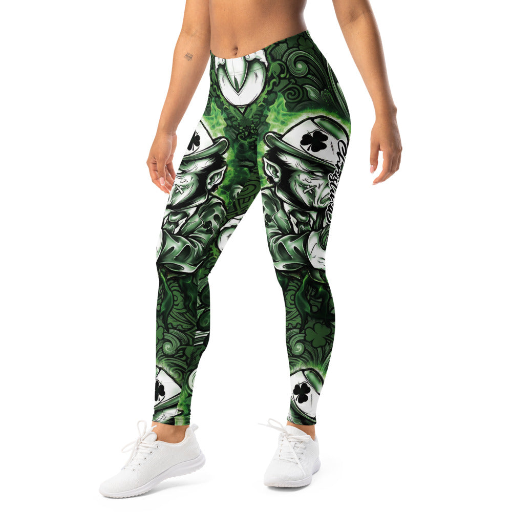 Personalisierte Sportleggings Damen St. Patrick's Day Leprechaun Design Grün Weiß Fitness Leggings Q361