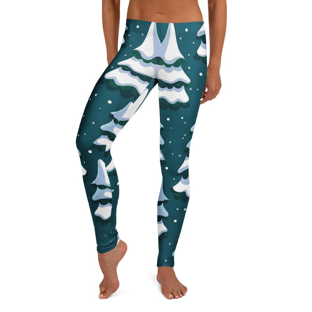 Personalisierte Damen Sportleggings Weihnachten Tannenbaum Muster Dunkelgrün Fitness Leggings D471