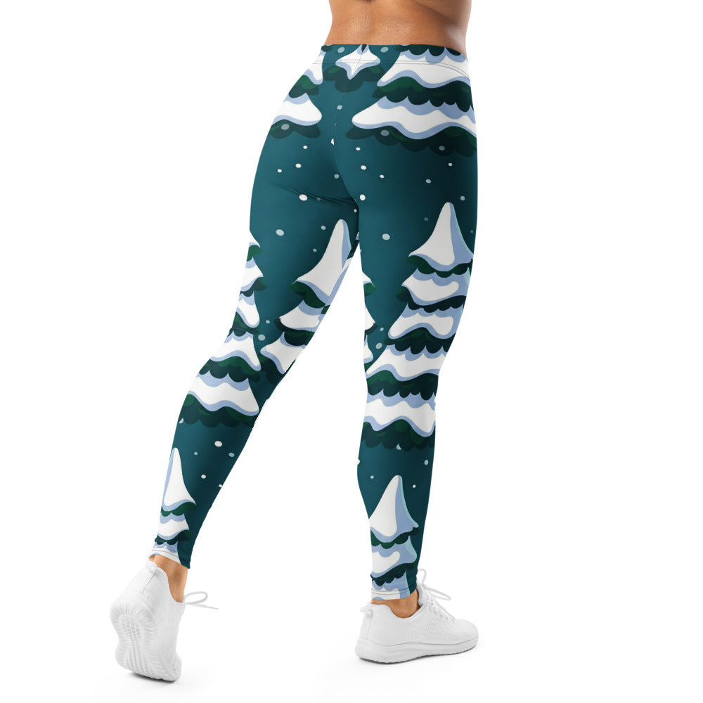 Personalisierte Damen Sportleggings Weihnachten Tannenbaum Muster Dunkelgrün Fitness Leggings D471