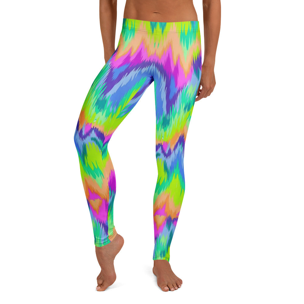 Personalisierte Damen Sportleggings Bunt Zickzack Muster Fitness Yoga Leggings Abstrakt Mehrfarbig X649
