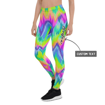 Personalisierte Damen Sportleggings Bunt Zickzack Muster Fitness Yoga Leggings Abstrakt Mehrfarbig X649 - XL