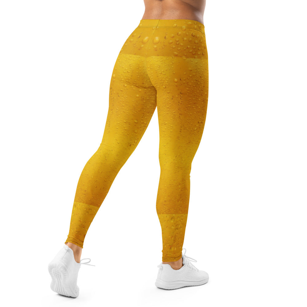 Personalisierte Damen Sportleggings Bier Design Gelb Realistische Wassertropfen Fitness Leggings W127