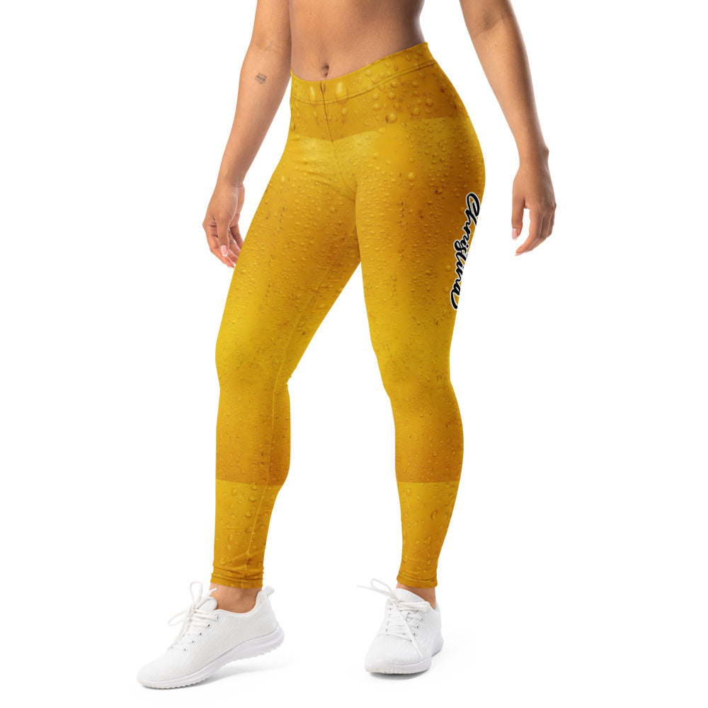 Personalisierte Damen Sportleggings Bier Design Gelb Realistische Wassertropfen Fitness Leggings W127
