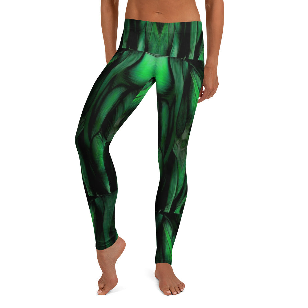 Personalisierte Sportleggings Damen Muskel Design Grün Schwarz Fitness Leggings X435
