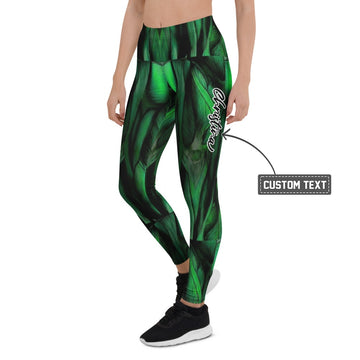 Personalisierte Sportleggings Damen Muskel Design Grün Schwarz Fitness Leggings X435 - XL
