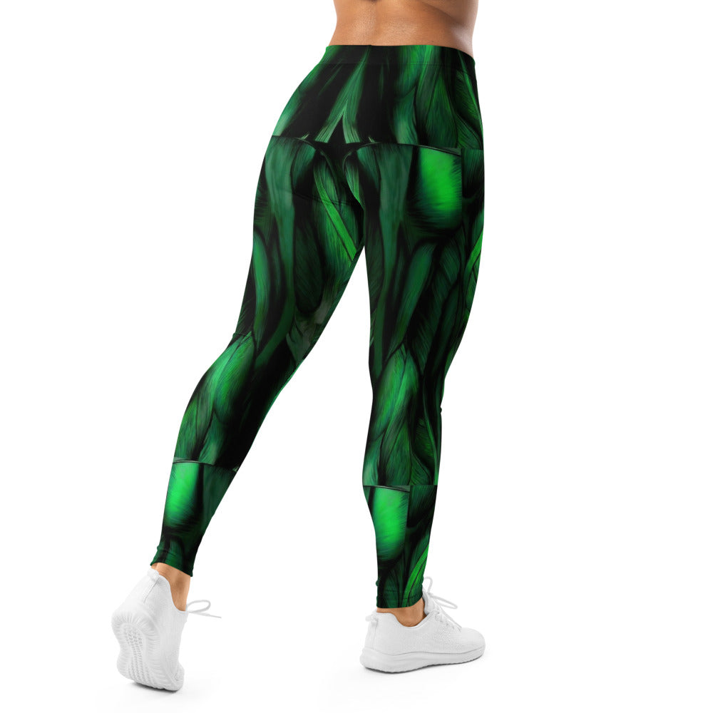 Personalisierte Sportleggings Damen Muskel Design Grün Schwarz Fitness Leggings X435