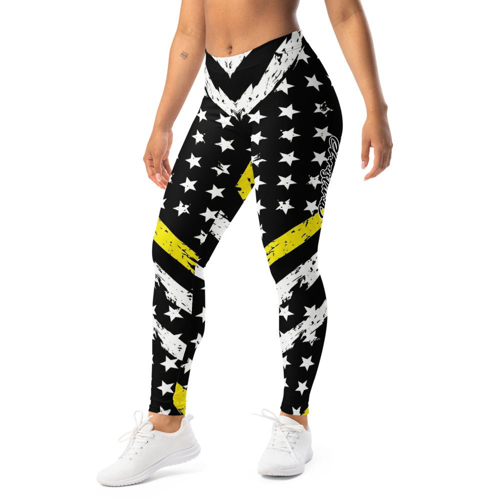 Personalisierte Damen Sportleggings Sternenmuster USA Design Schwarz Weiß Gelb Fitness Leggings Y108