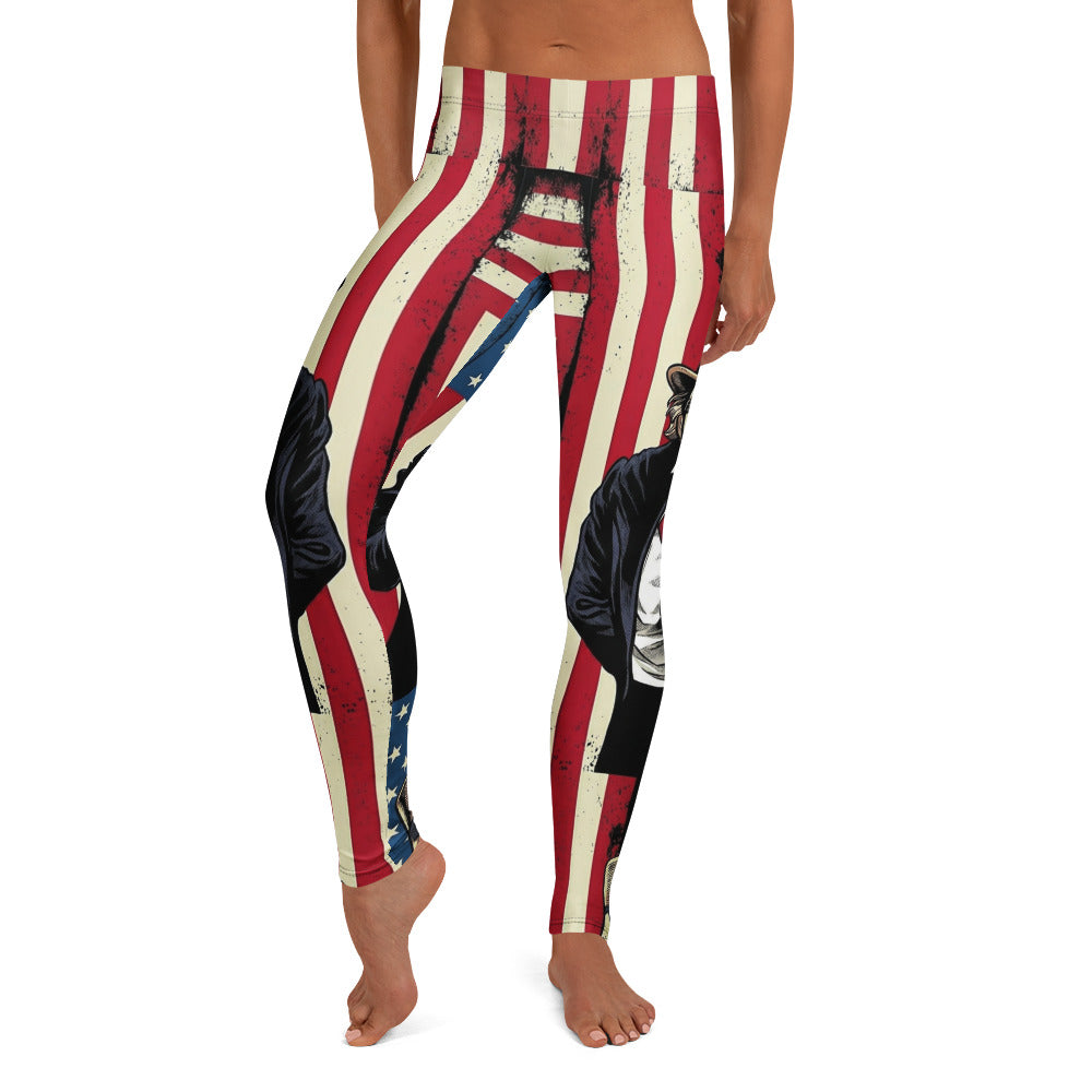 Personalisierte Damen Sportleggings USA Flagge Onkel Sam Design Fitnesshose Stars and Stripes Vintage Look I158