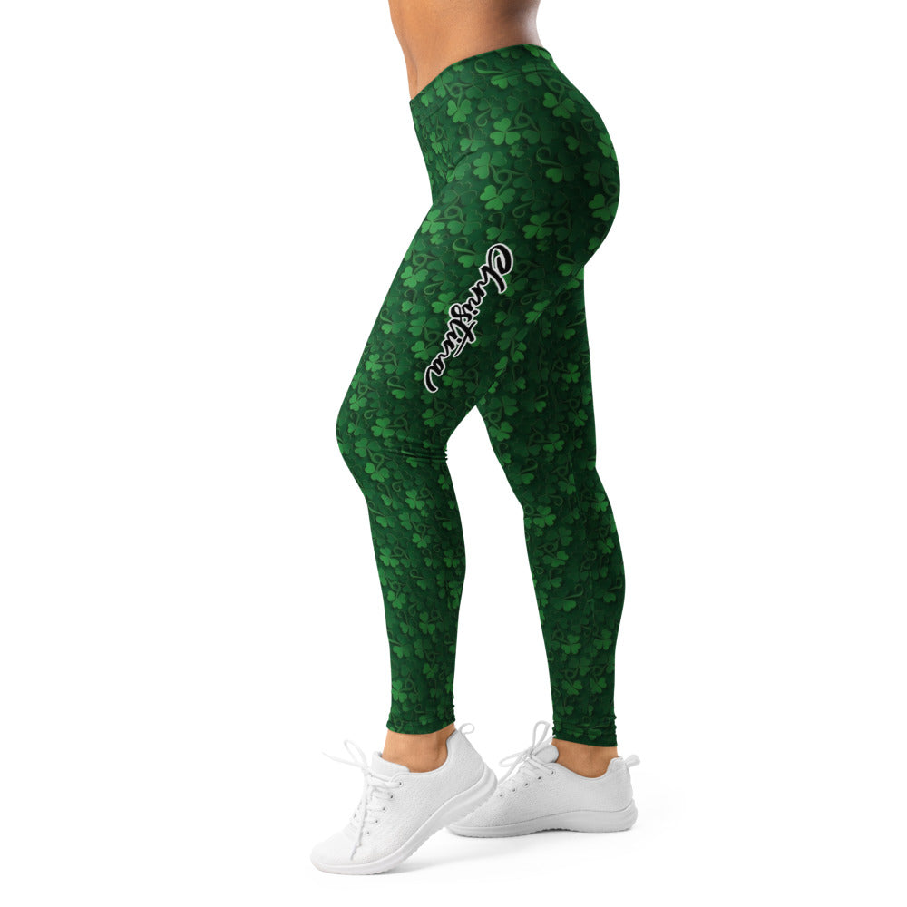 Personalisierte Damen Sportleggings Kleeblatt Muster Grün St. Patrick's Day Fitness Yoga Leggings J950