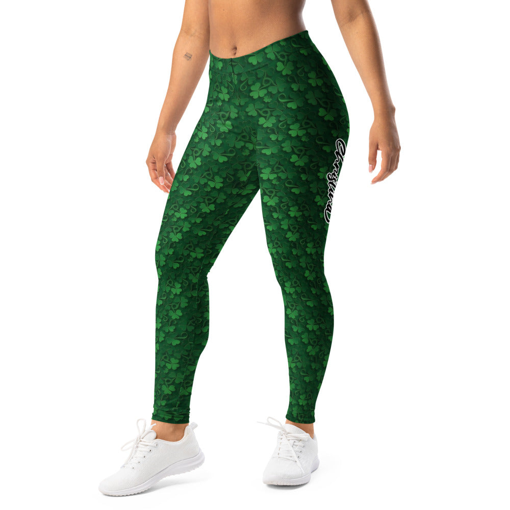 Personalisierte Damen Sportleggings Kleeblatt Muster Grün St. Patrick's Day Fitness Yoga Leggings J950