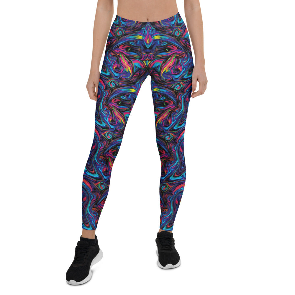 Personalisierte Damen Sportleggings Abstraktes Muster Psychedelisch Bunt Fitness Yoga Leggings P498