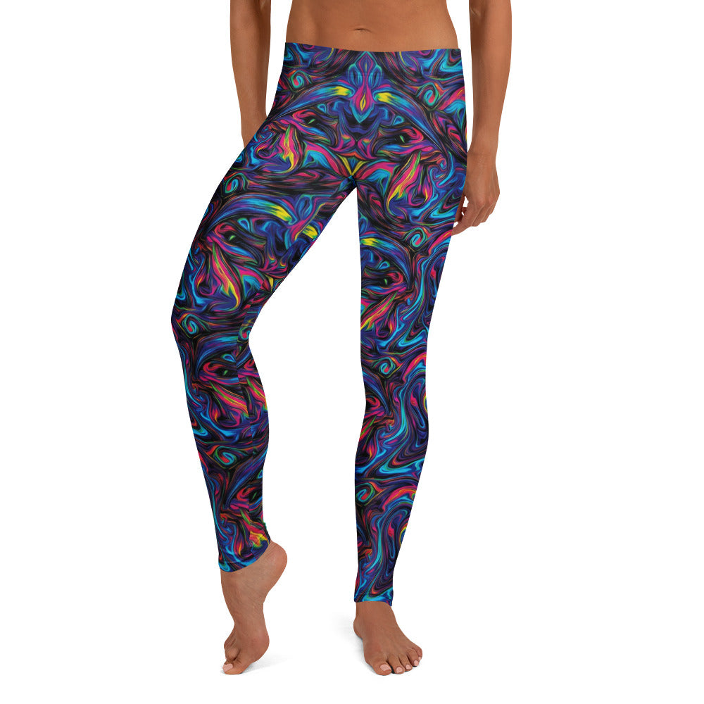 Personalisierte Damen Sportleggings Abstraktes Muster Psychedelisch Bunt Fitness Yoga Leggings P498