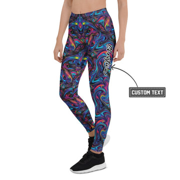 Personalisierte Damen Sportleggings Abstraktes Muster Psychedelisch Bunt Fitness Yoga Leggings P498 - XL