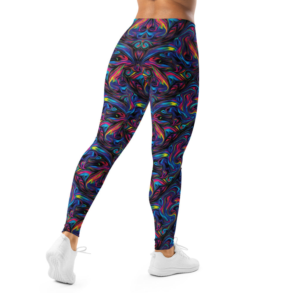 Personalisierte Damen Sportleggings Abstraktes Muster Psychedelisch Bunt Fitness Yoga Leggings P498