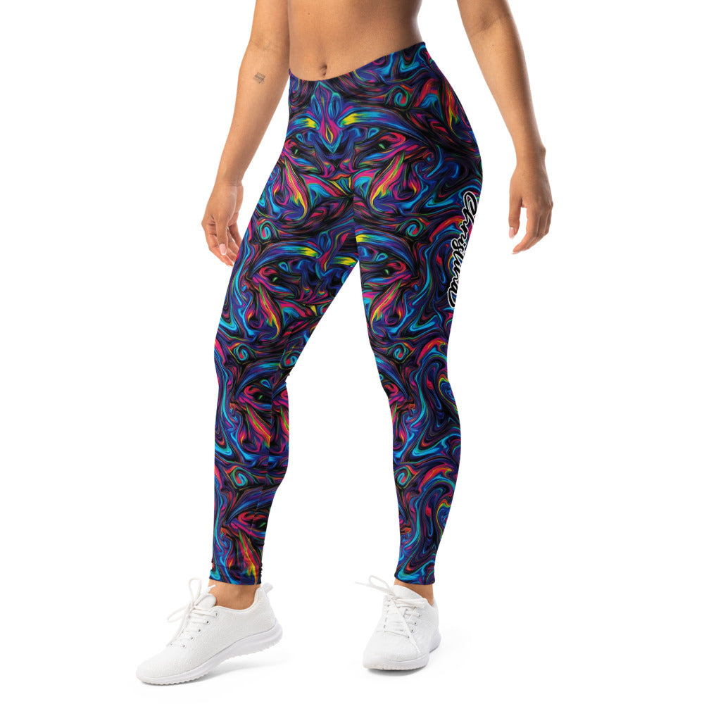 Personalisierte Damen Sportleggings Abstraktes Muster Psychedelisch Bunt Fitness Yoga Leggings P498