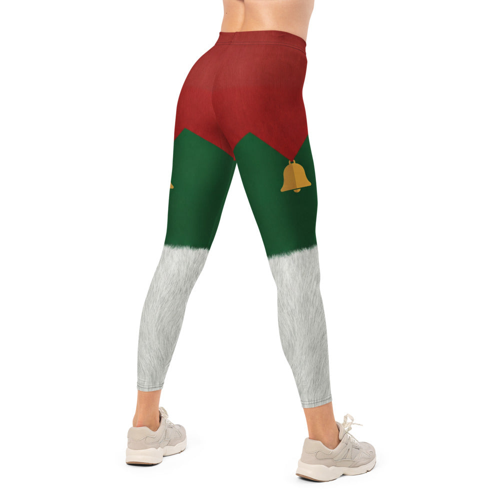 Personalisierte Damen Leggings Weihnachten Design Rot Grün Weiß Sportleggings Fitnesshose Fell-Optik E013