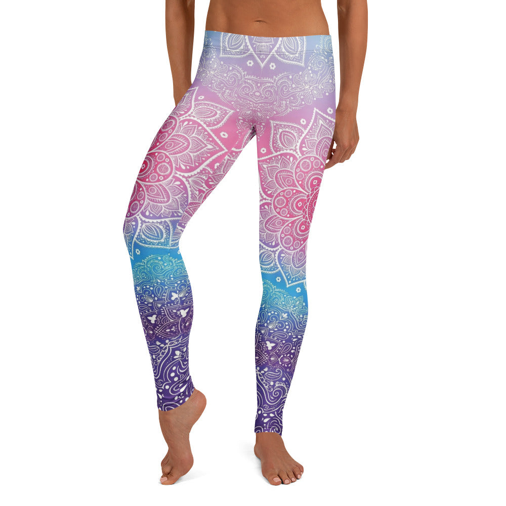 Personalisierte Damen Yoga Leggings Mandala Muster Bunt Farbverlauf Fitness Sportleggings C662
