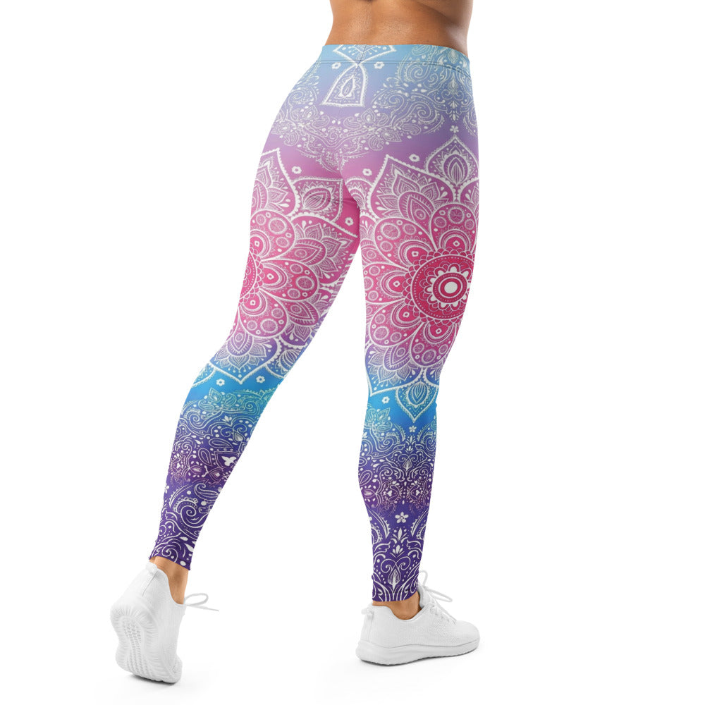 Personalisierte Damen Yoga Leggings Mandala Muster Bunt Farbverlauf Fitness Sportleggings C662