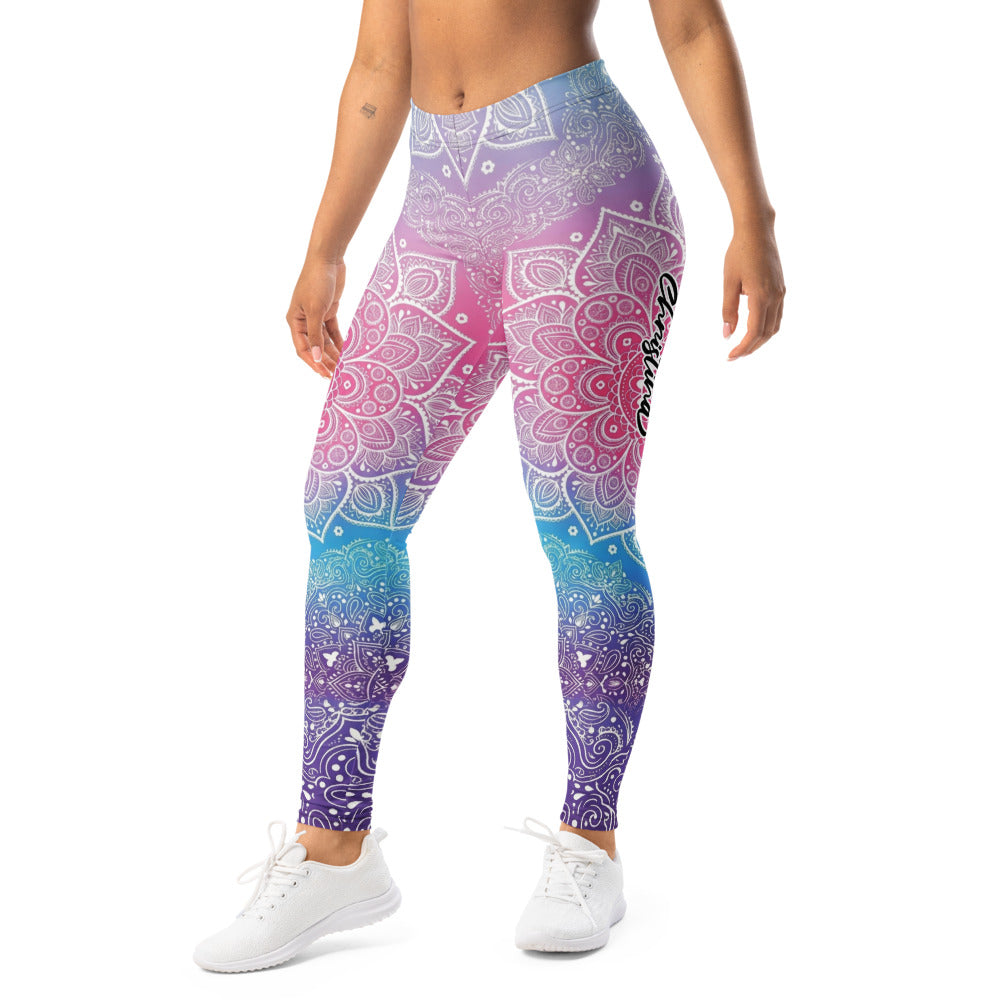 Personalisierte Damen Yoga Leggings Mandala Muster Bunt Farbverlauf Fitness Sportleggings C662