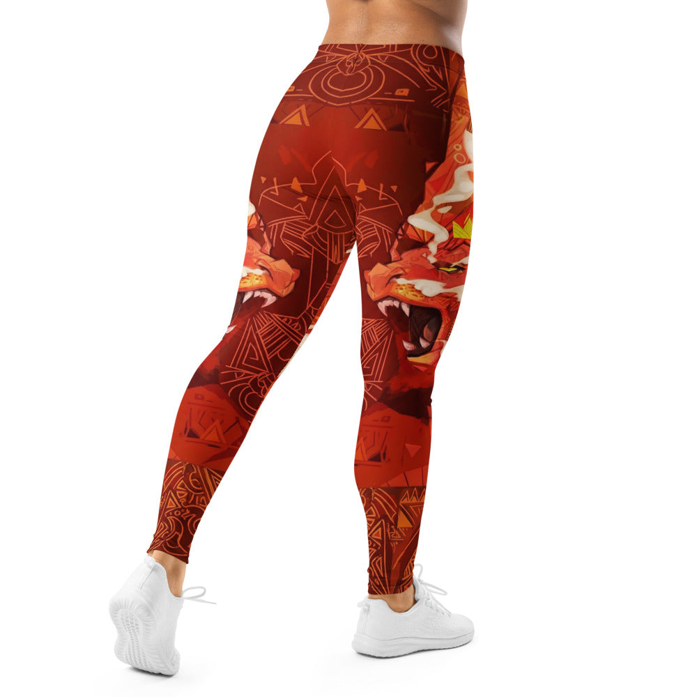 Personalisierte Damen Sportleggings Tribal Design Rot Orange Abstrakt Fitness Yoga Leggings R927