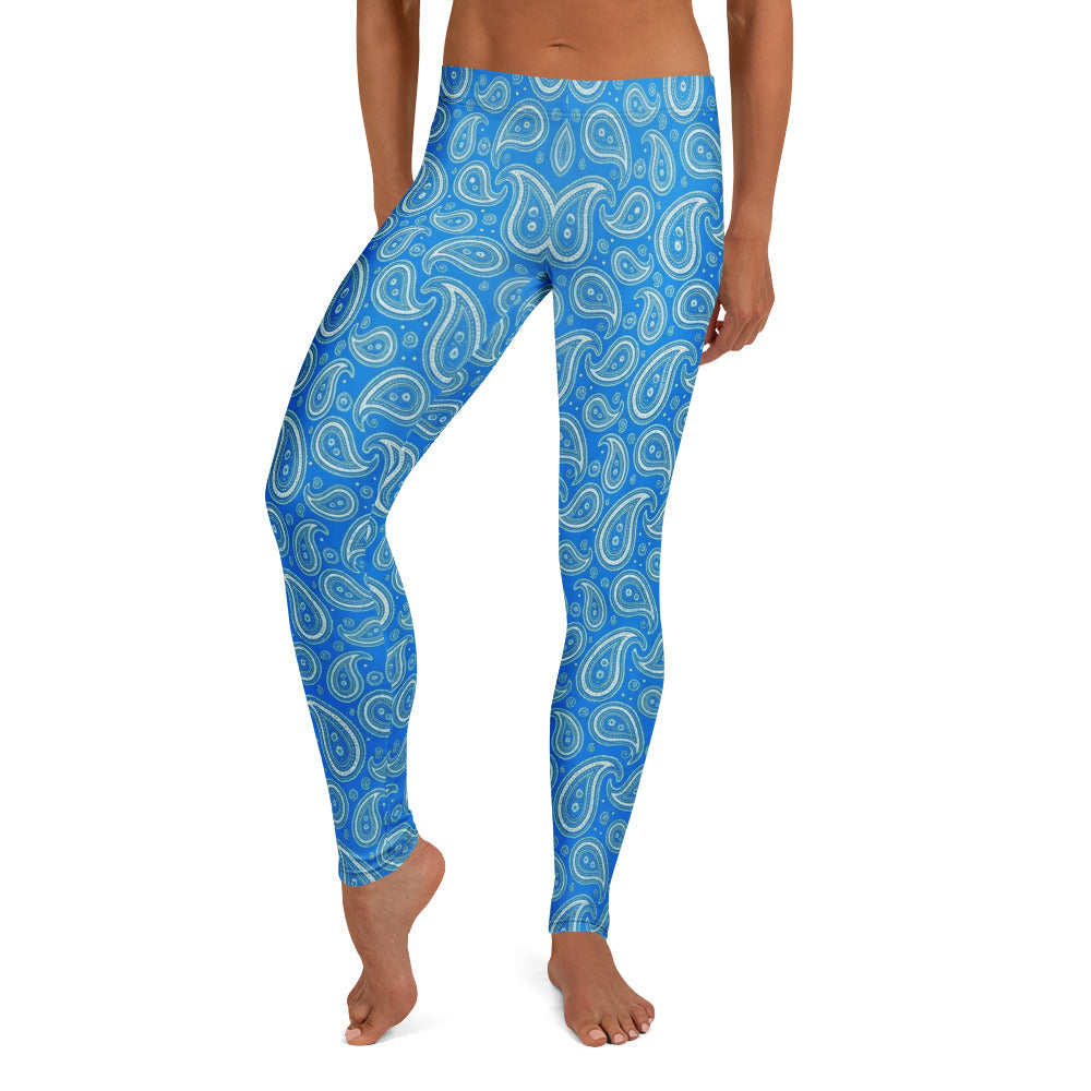 Personalisierte Damen Sportleggings Paisley Muster Blau Fitness Yoga Leggings S877