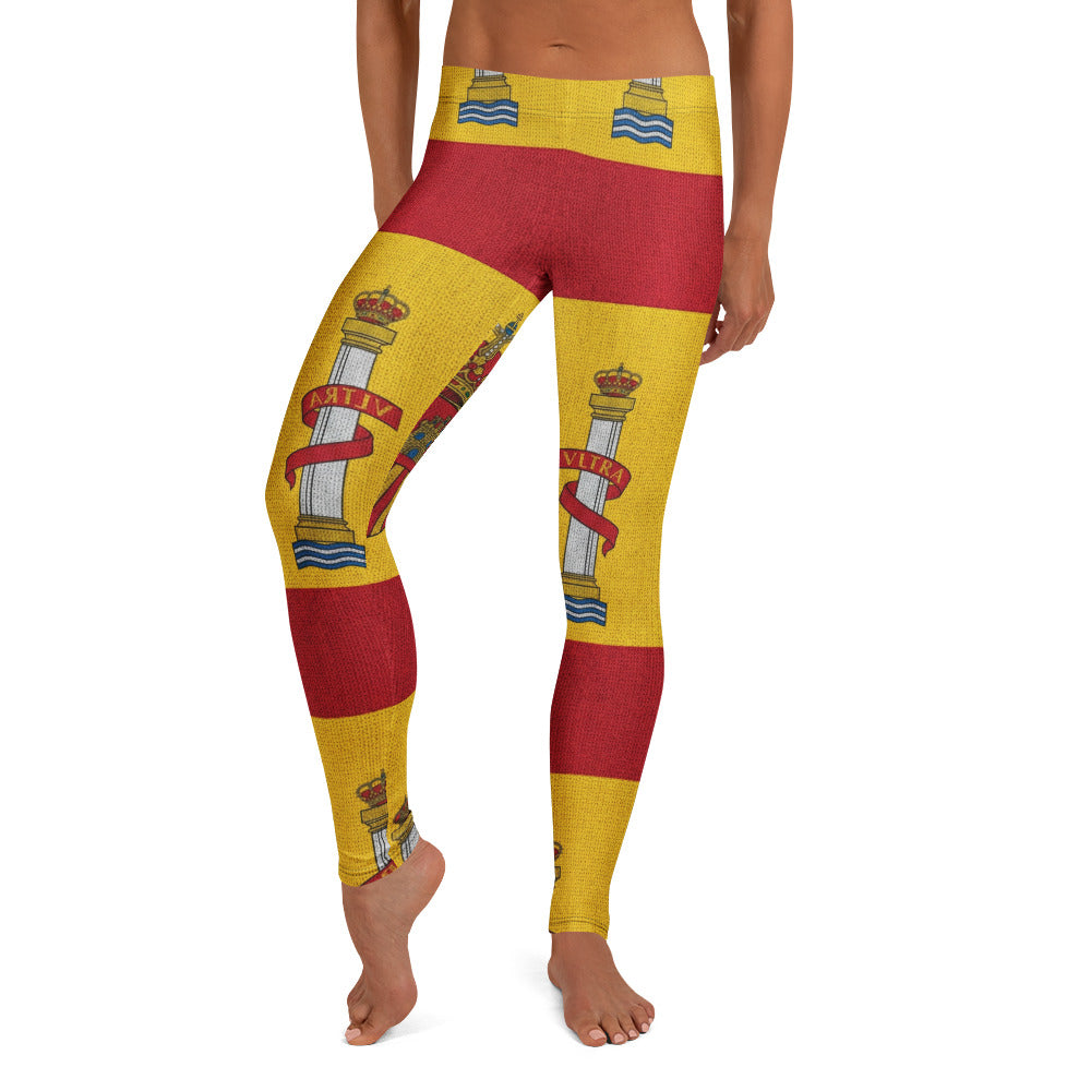 Personalisierte Damen Sportleggings Spanien Flagge Design Rot Gelb Fitness Leggings Yoga Hose N022