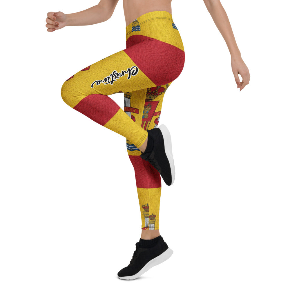 Personalisierte Damen Sportleggings Spanien Flagge Design Rot Gelb Fitness Leggings Yoga Hose N022