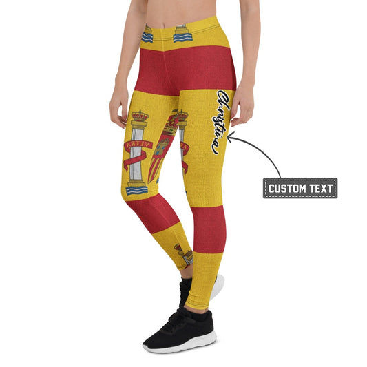 Personalisierte Damen Sportleggings Spanien Flagge Design Rot Gelb Fitness Leggings Yoga Hose N022 - XL