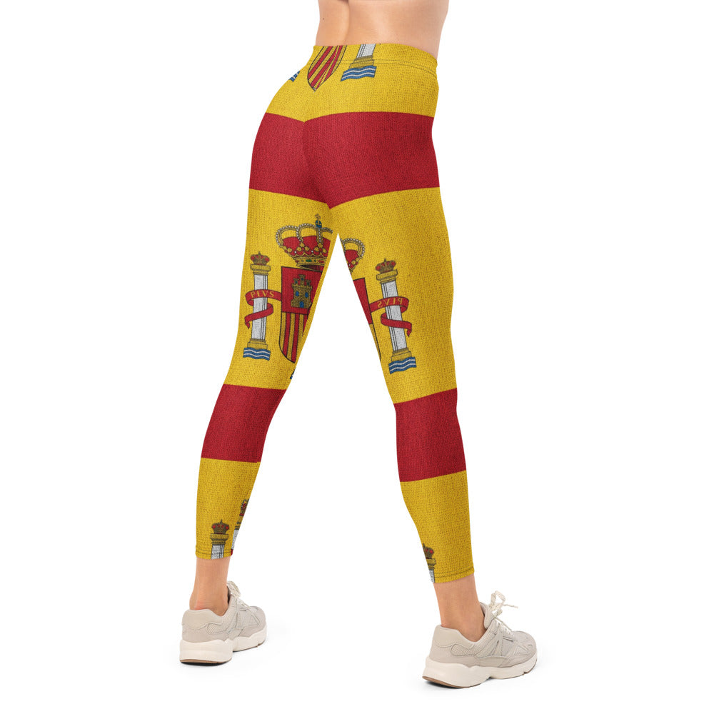 Personalisierte Damen Sportleggings Spanien Flagge Design Rot Gelb Fitness Leggings Yoga Hose N022