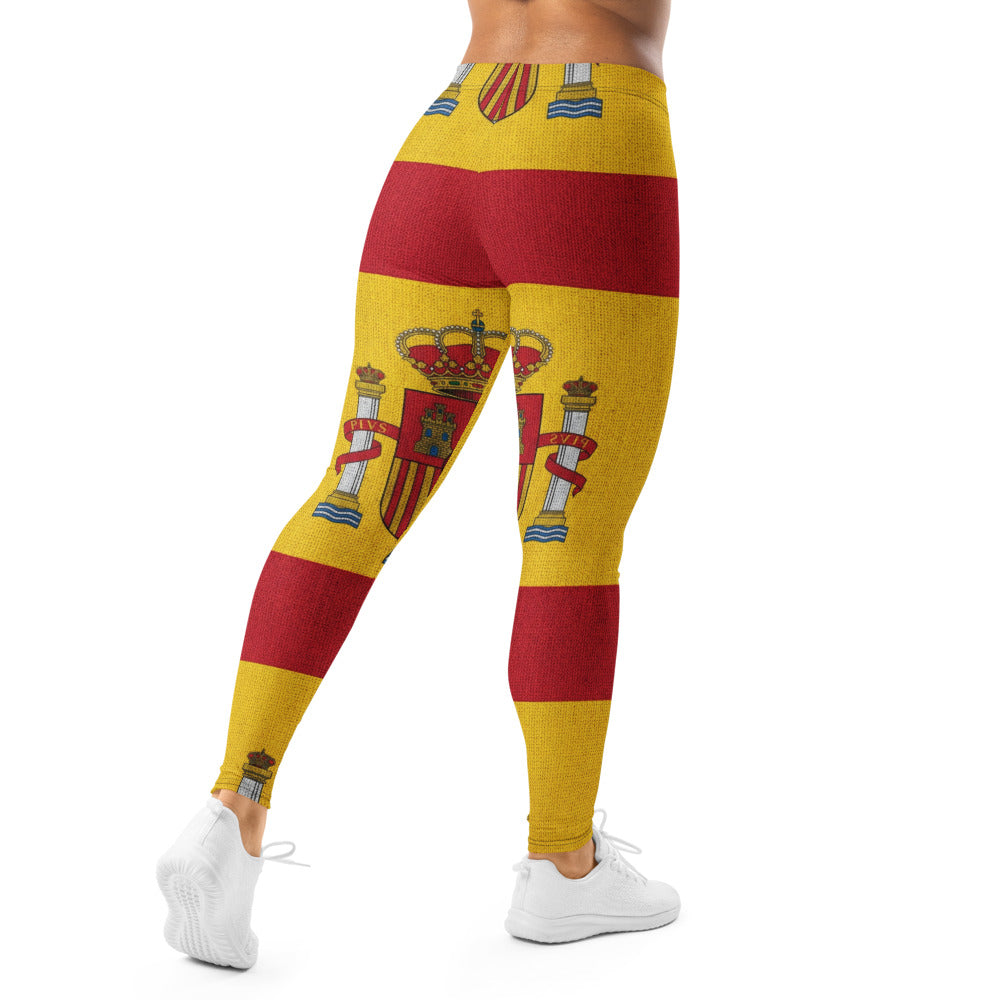 Personalisierte Damen Sportleggings Spanien Flagge Design Rot Gelb Fitness Leggings Yoga Hose N022
