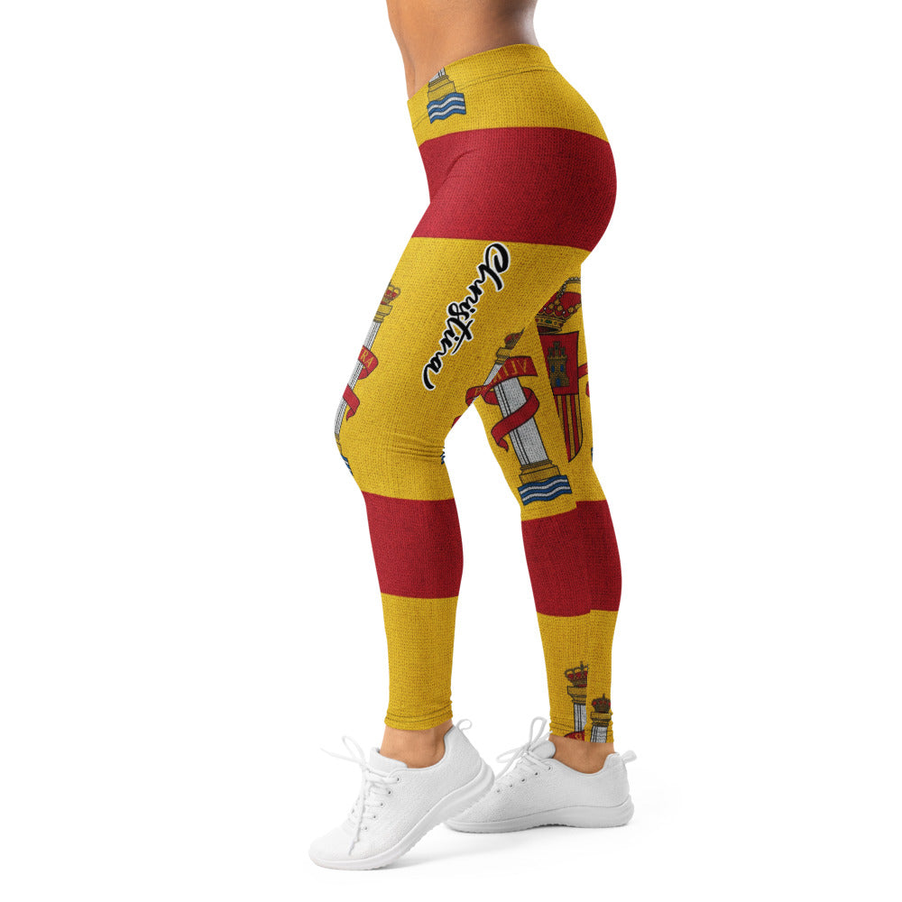 Personalisierte Damen Sportleggings Spanien Flagge Design Rot Gelb Fitness Leggings Yoga Hose N022