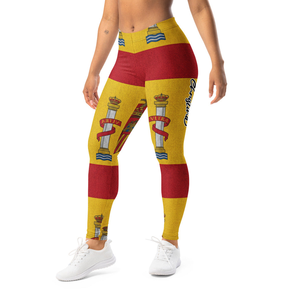 Personalisierte Damen Sportleggings Spanien Flagge Design Rot Gelb Fitness Leggings Yoga Hose N022