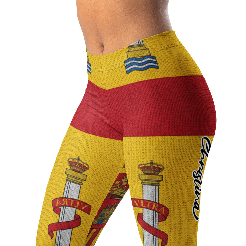 Personalisierte Damen Sportleggings Spanien Flagge Design Rot Gelb Fitness Leggings Yoga Hose N022