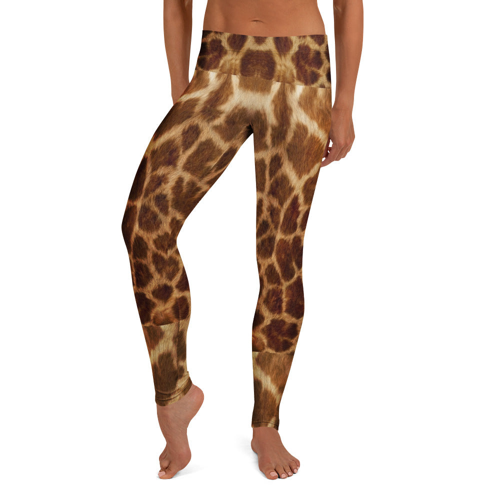 Personalisierte Damen Sportleggings Giraffenmuster Braun Fitness Leggings Animal Print Yogahose H623
