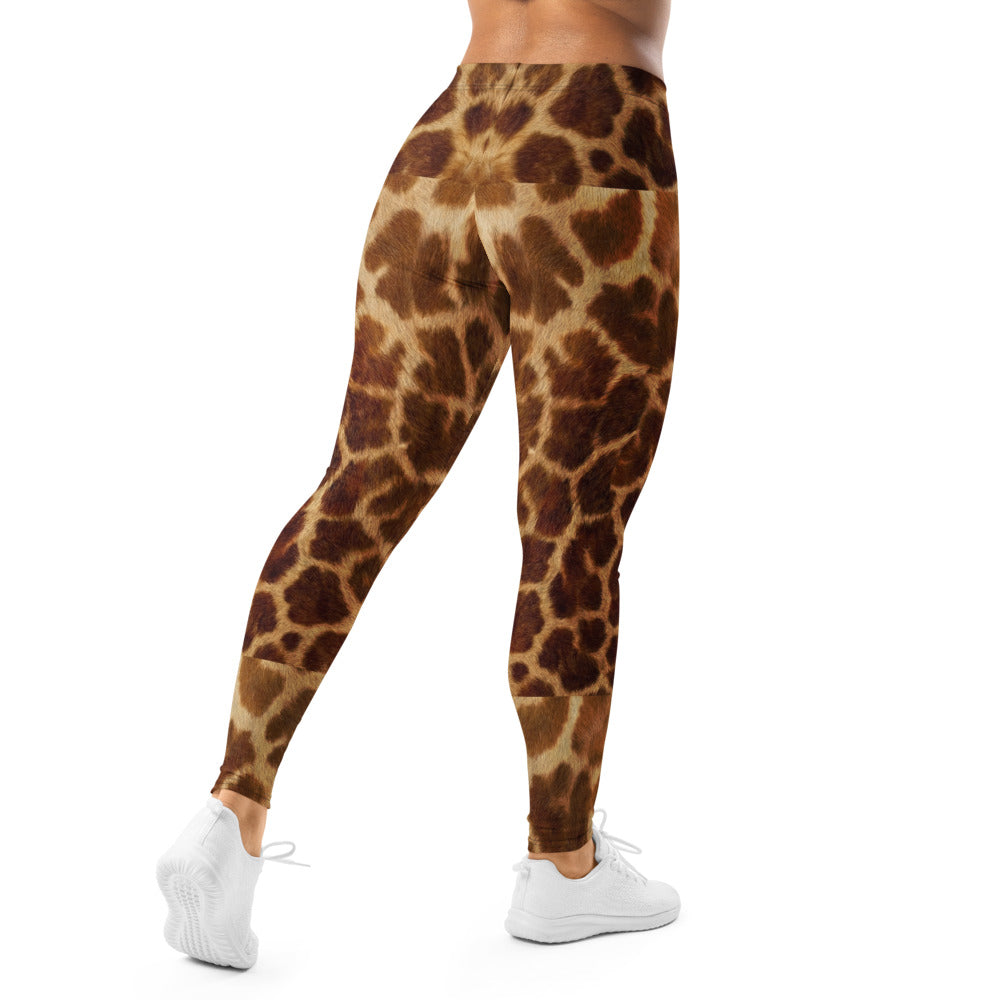 Personalisierte Damen Sportleggings Giraffenmuster Braun Fitness Leggings Animal Print Yogahose H623