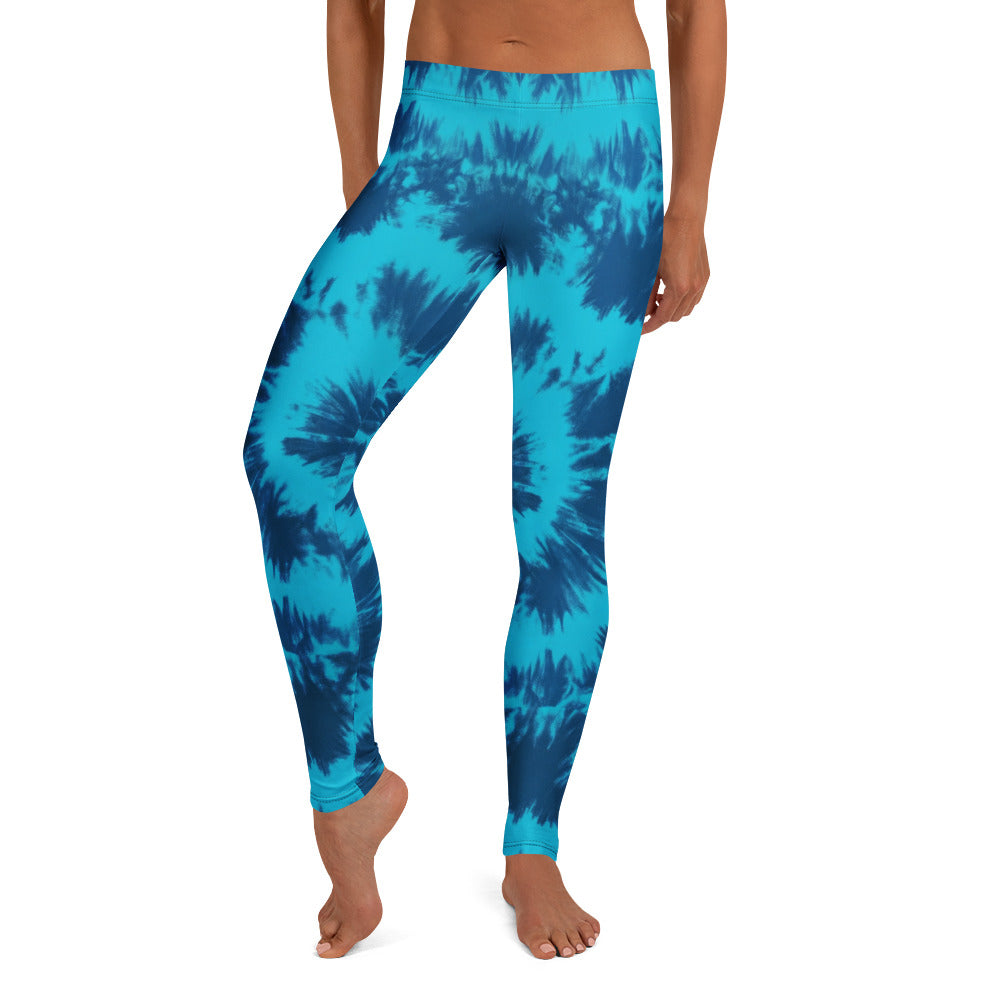 Personalisierte Damen Sportleggings Tie-Dye Blau Batik-Optik Yoga Fitness Leggings R006