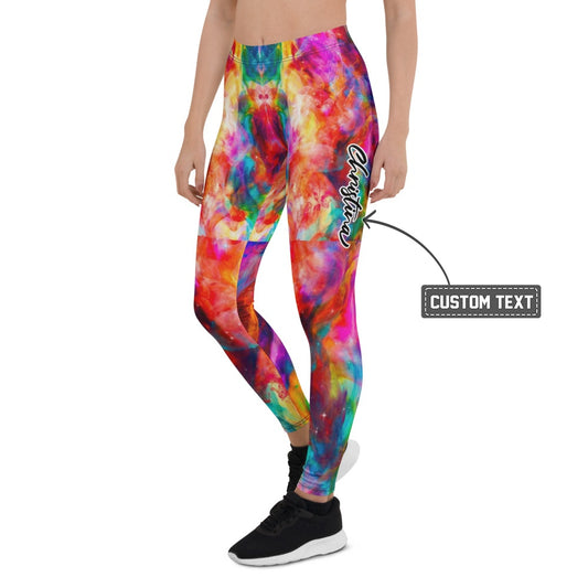 Personalisierte Damen Sportleggings Bunt Abstrakt Yoga Fitness Leggings Farbwirbel-Muster O767 - XL