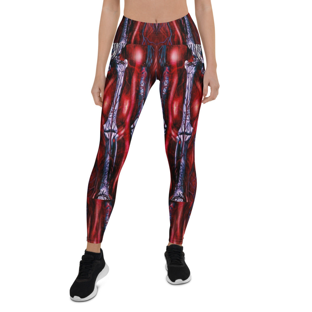 Personalisierte Sportleggings Damen Anatomie Muskel Design Rot Blau Fitness Leggings Yoga Hose T986