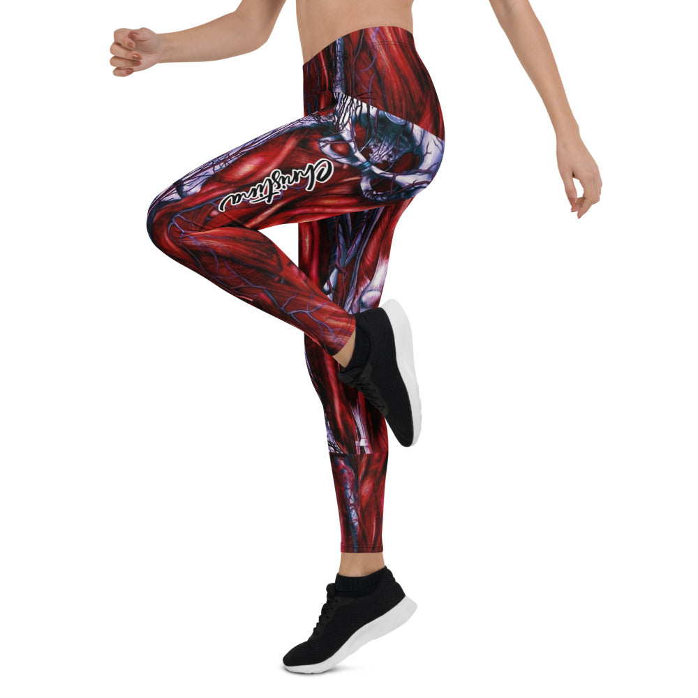 Personalisierte Sportleggings Damen Anatomie Muskel Design Rot Blau Fitness Leggings Yoga Hose T986