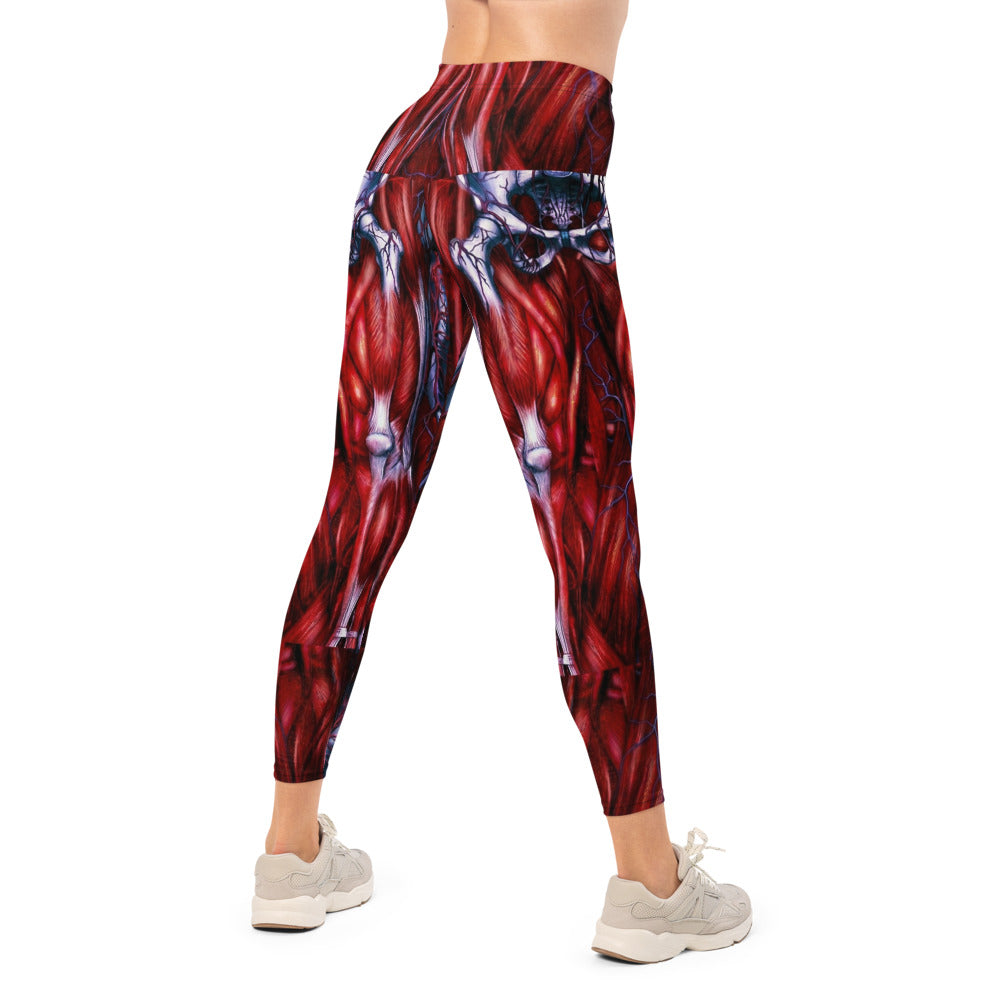 Personalisierte Sportleggings Damen Anatomie Muskel Design Rot Blau Fitness Leggings Yoga Hose T986