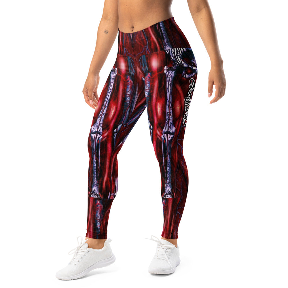 Personalisierte Sportleggings Damen Anatomie Muskel Design Rot Blau Fitness Leggings Yoga Hose T986