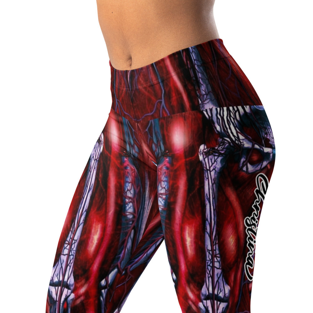 Personalisierte Sportleggings Damen Anatomie Muskel Design Rot Blau Fitness Leggings Yoga Hose T986