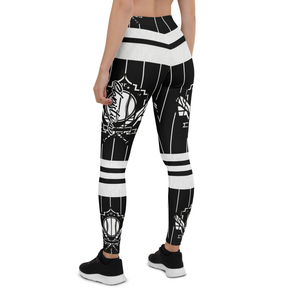 Personalisierte Damen Sportleggings Schwarz Weiß Grafik Design Nadelstreifen Fitness Leggings Yoga Hose N650