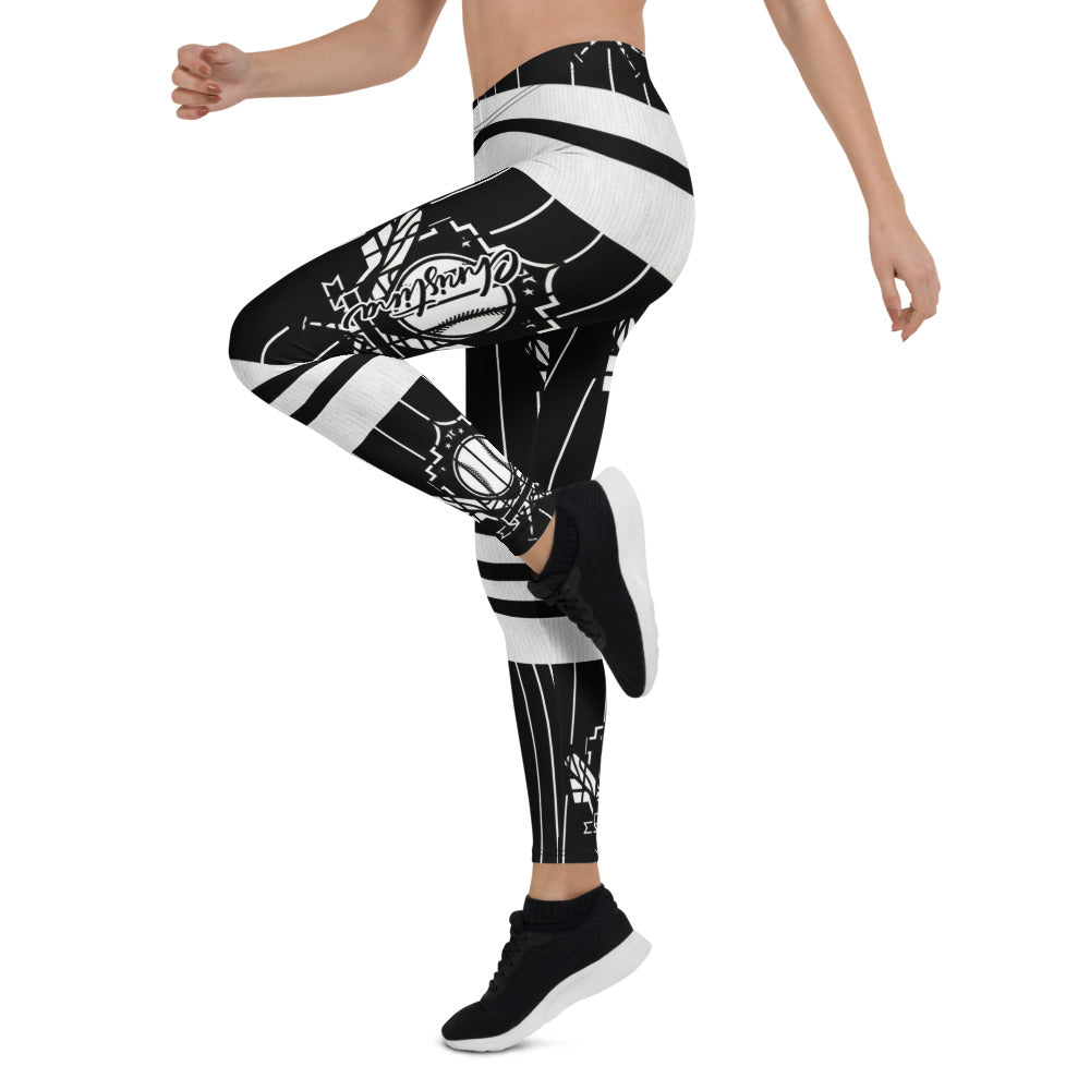 Personalisierte Damen Sportleggings Schwarz Weiß Grafik Design Nadelstreifen Fitness Leggings Yoga Hose N650